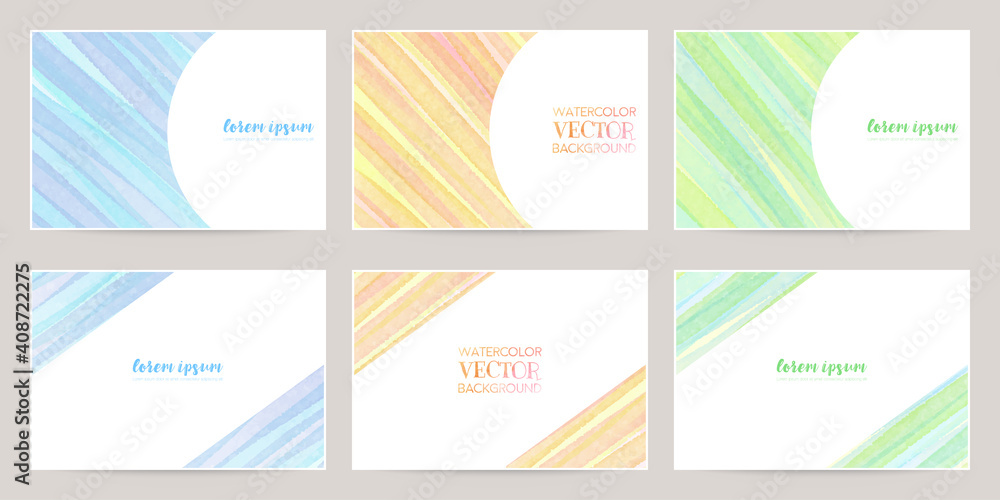 watercolor vector colorful frames, striped pattern