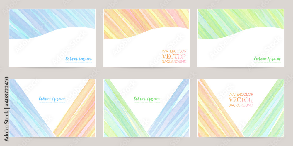 watercolor vector colorful frames, striped pattern