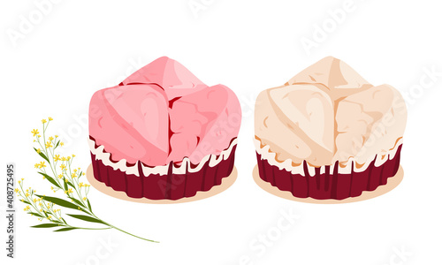 A couple of fortune cake or fa gao on white background. Isolated close up vector illustration. photo