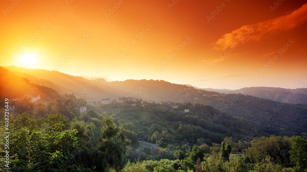 Village of San-Nicolao in the Corsica mountain Village of San-Nicolao in the Corsica mountain