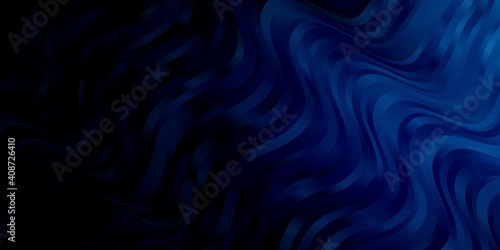 Dark BLUE vector background with curved lines.