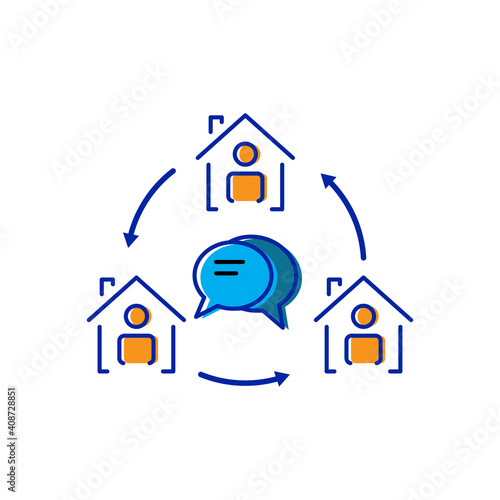 People flat icon with home. work at home symbol. simple design editable. Design template vector