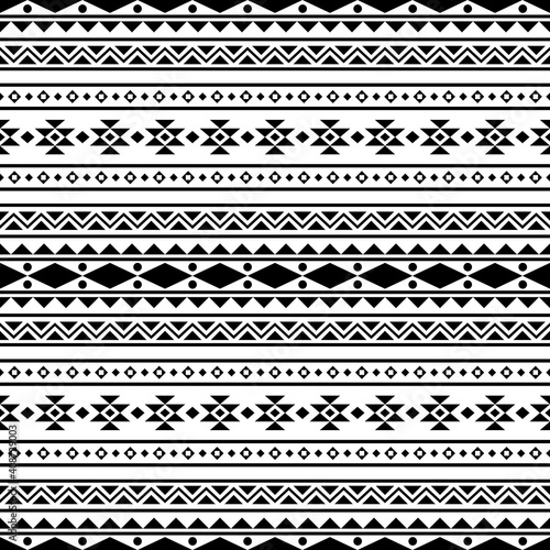 Traditional Ikat aztec ethnic pattern vector in black and white color