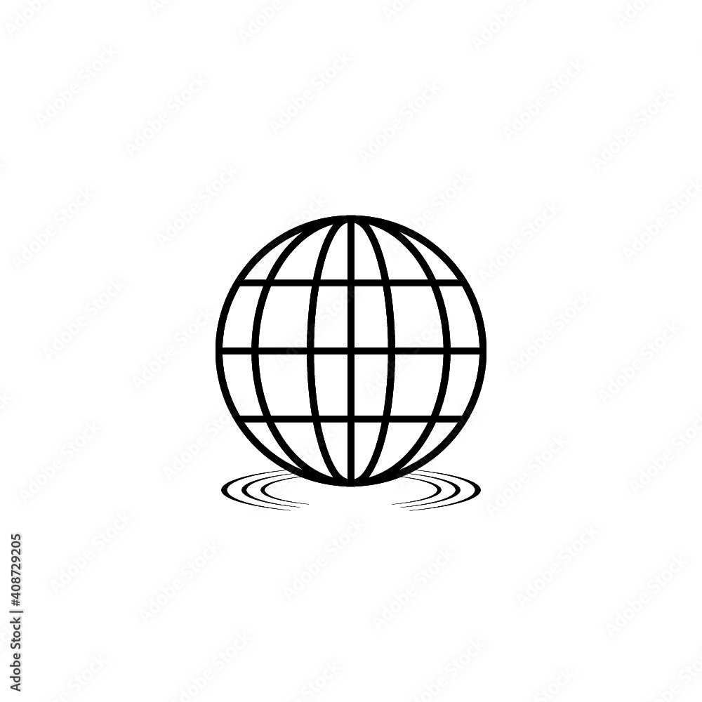 Water icon with globe isolated on white background