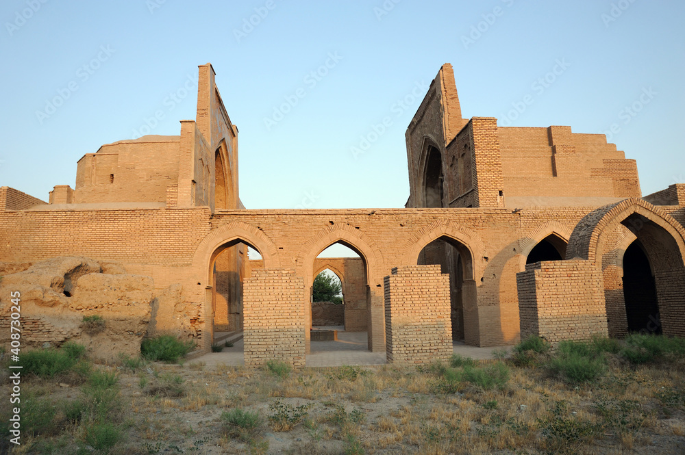 Forumad Friday Mosque was built in the 12th century during the Great Seljuk period. The brickwork in the mosque is striking. Damgan, Semnan, Iran.