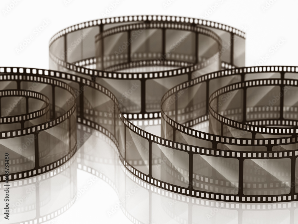 Vintage filmstrip isolated on white background. 3D illustration