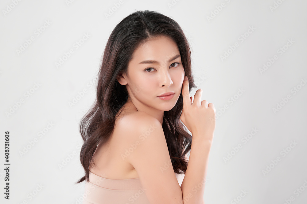 Beautiful young asian woman with clean fresh skin on white background, Face care, Facial treatment, Cosmetology, beauty and spa, Asian women portrait Beautiful young asian woman with clean fresh skin on white background, Face care, Facial treatment, Cosmetology, beauty and spa, Asian women portrait