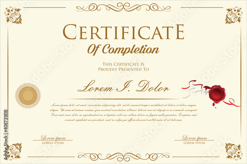 Certificate or diploma retro vintage design illustration 