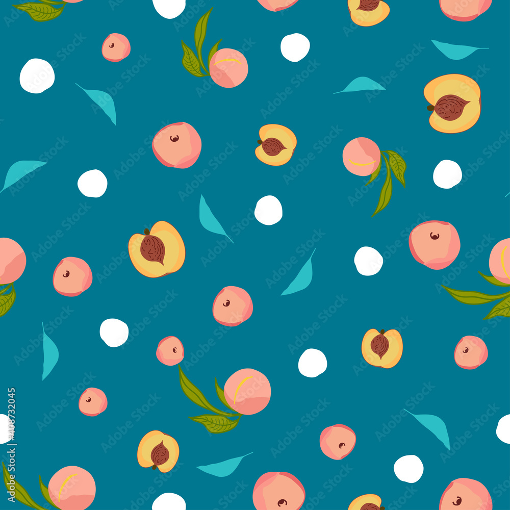 Peach fruit repeat vector pattern-11 Peach fruit repeat vector pattern-11