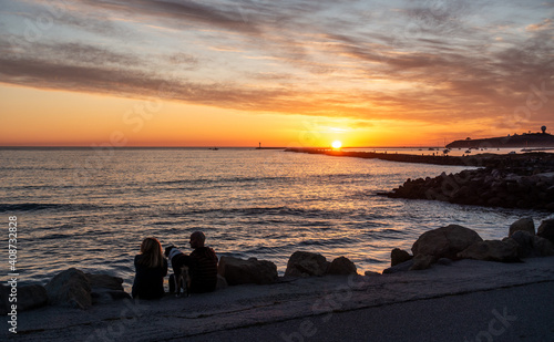 Sunset at half moon bay pillar point harbor beach