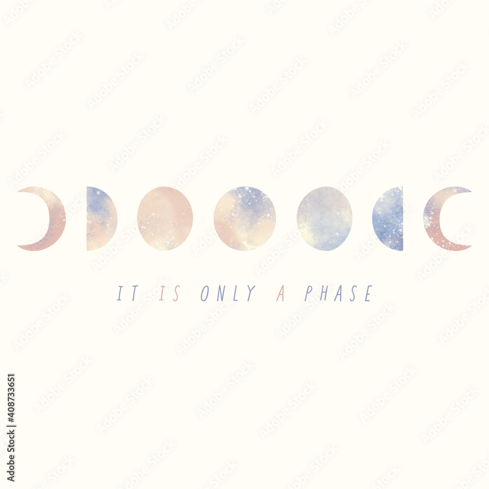 Illustration Moon phase in pastel color It is only a phase Illustration Moon phase in pastel color It is only a phase