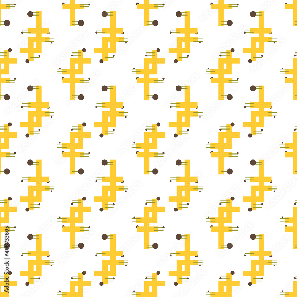 Seamless pattern of abstract geometric style elemnts.