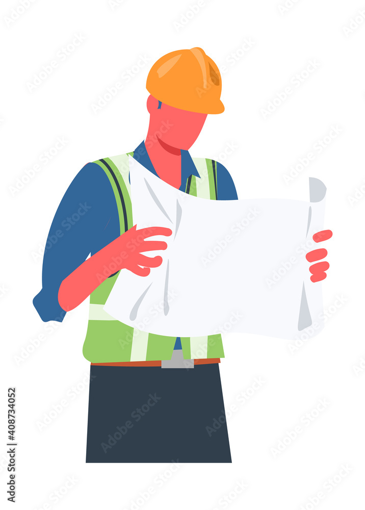 Project manager reading draft paper. Simple flat illustration Project manager reading draft paper. Simple flat illustration