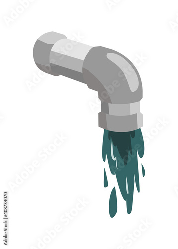 Sewer pipe and waste water. Simple flat illustration