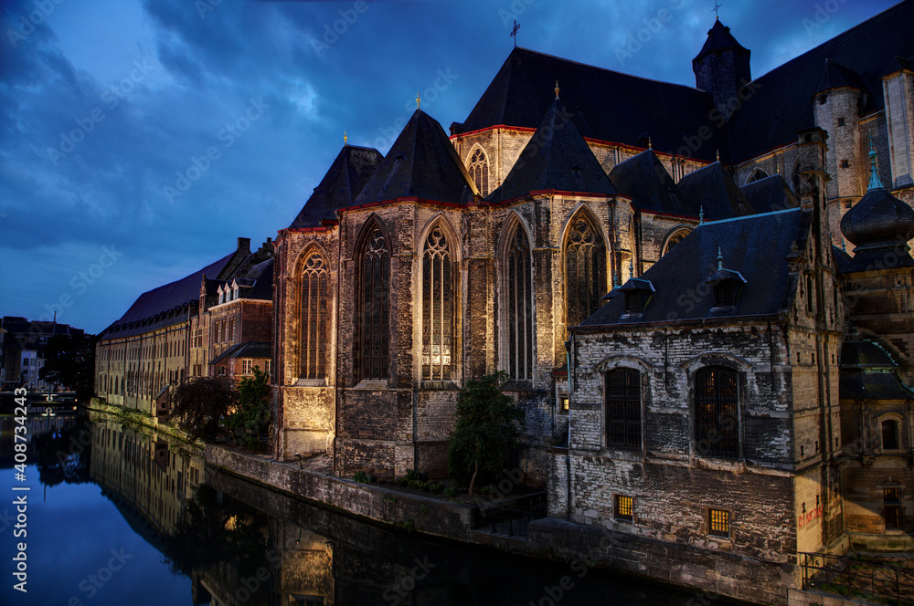 Vue de Gand la nuit - Flandre Orientale - Belgique