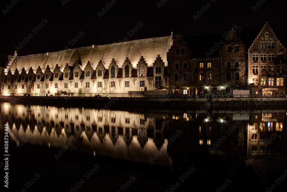 Vue de Gand la nuit - Flandre Orientale - Belgique