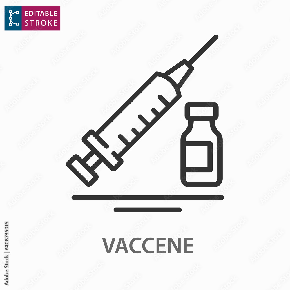 Coronavirus vaccine line icon on white background. Editable stroke. Coronavirus vaccine line icon on white background. Editable stroke.
