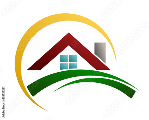 Symbol of a country house with a sun.