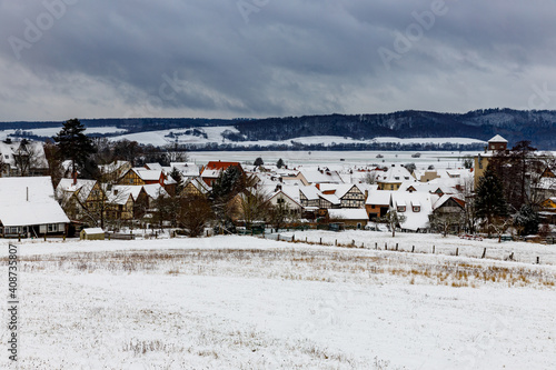 The village of Herleshausen in the wintertime photo