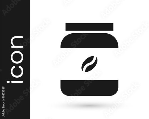 Grey Coffee jar bottle icon isolated on white background. Vector Illustration.