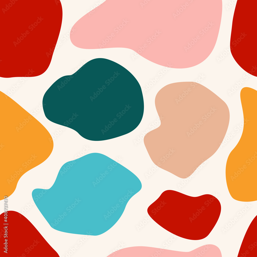 Abstract colourful seamless pattern with hand drawn doodle various shapes, spots and drops. Vector illustration. Abstract colourful seamless pattern with hand drawn doodle various shapes, spots and drops. Vector illustration.