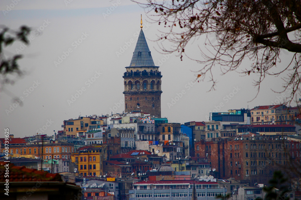 Fototapeta premium The Galata Tower in Istanbul Turkey 