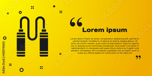 Black Jump rope icon isolated on yellow background. Skipping rope. Sport equipment. Vector.