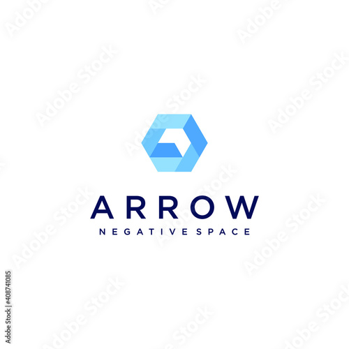 arrow hexagon logo vector with negative space concept