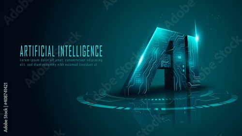 3D ai circuit in futuristic concept suitable for future technology artwork , Responsive web banner