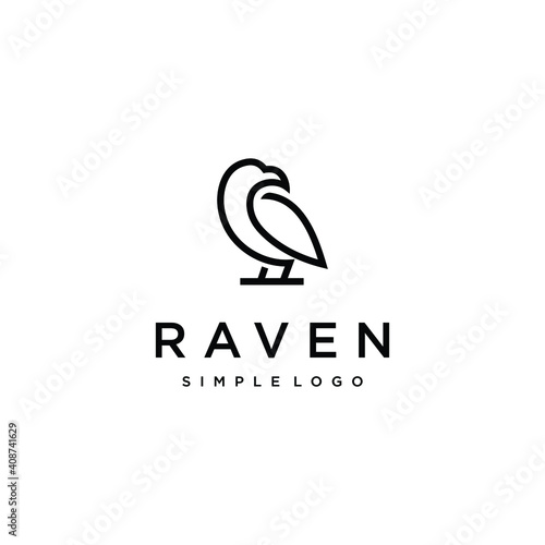 simple raven logo vector with unique shape and black color
