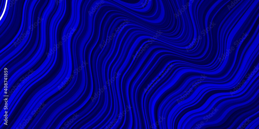 Dark BLUE vector background with curved lines. Dark BLUE vector background with curved lines.