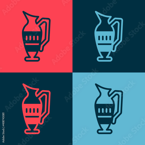 Pop art Ancient amphorae icon isolated on color background. Vector.