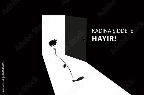 International day for elimination of violence against women on black ground. Vector illustration. Stop violence.