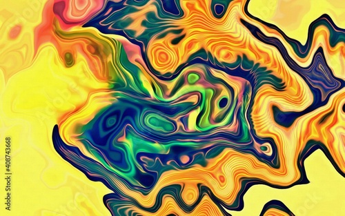 Abstract background. Psychedelic fractal, texture of brush strokes of colored paint of blurred lines and spots of different shapes and sizes © natuliya