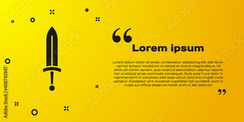 Black Medieval sword icon isolated on yellow background. Medieval weapon. Vector.