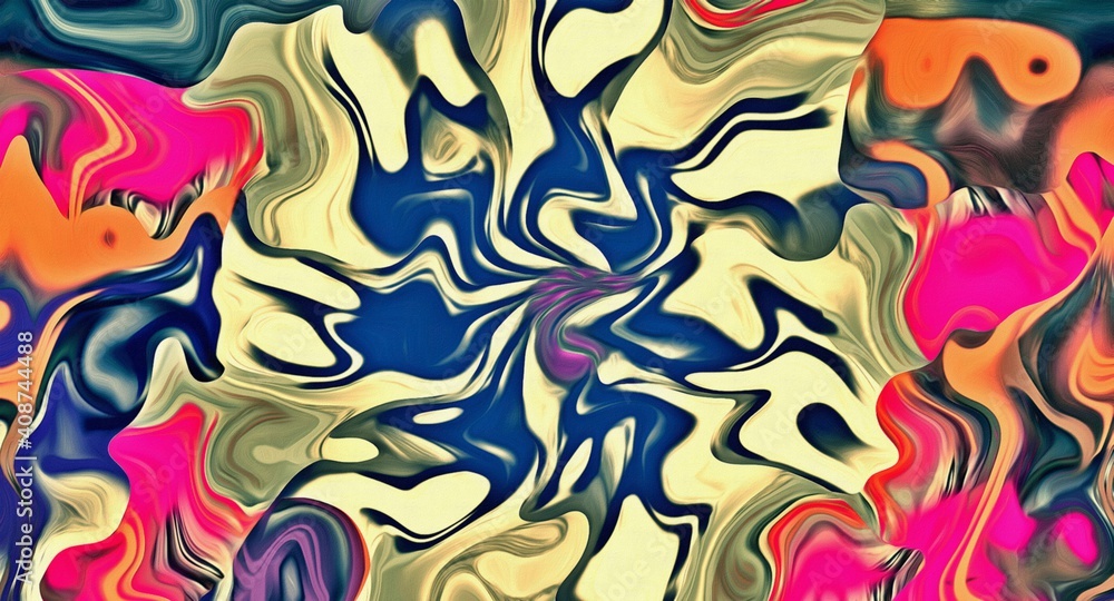 Abstract background. Psychedelic fractal, texture of brush strokes of colored paint of blurred lines and spots of different shapes and sizes Abstract background. Psychedelic fractal, texture of brush strokes of colored paint of blurred lines and spots of different shapes and sizes