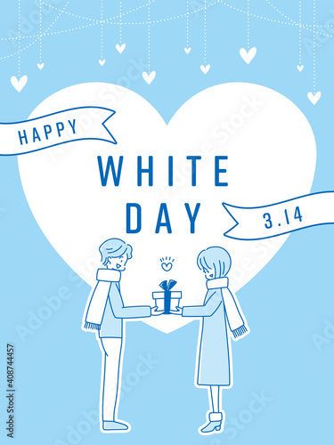 whiteday　ホワイトデー　ハート　バナー　POP　縦長