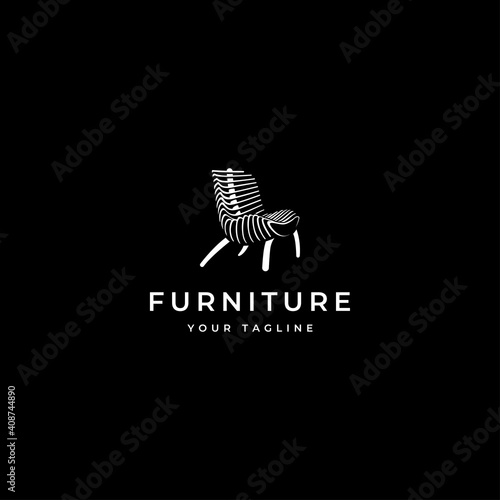Creative Chair furniture logo vector line art template
