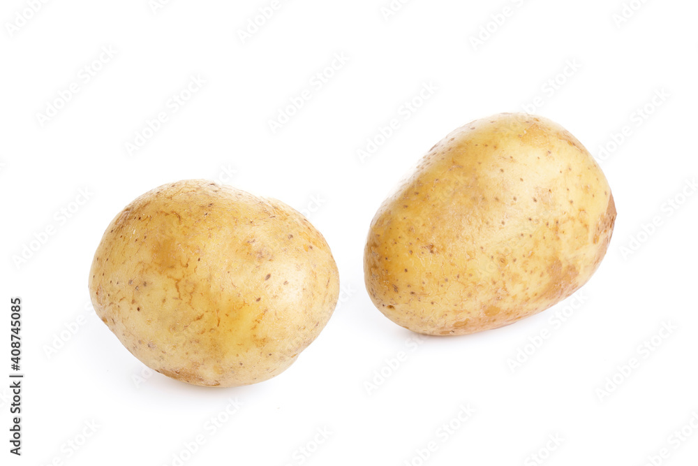 Raw potatoes isolated on white background