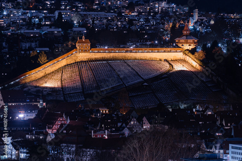 Esslinger Verteidigungswall bei Nacht im Winter photo