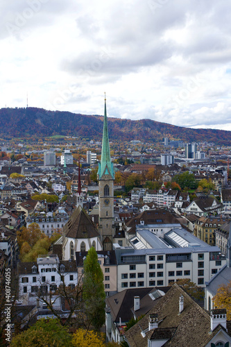 Overview city of Zurich  Switzerland. Photo taken October 27th  2020.