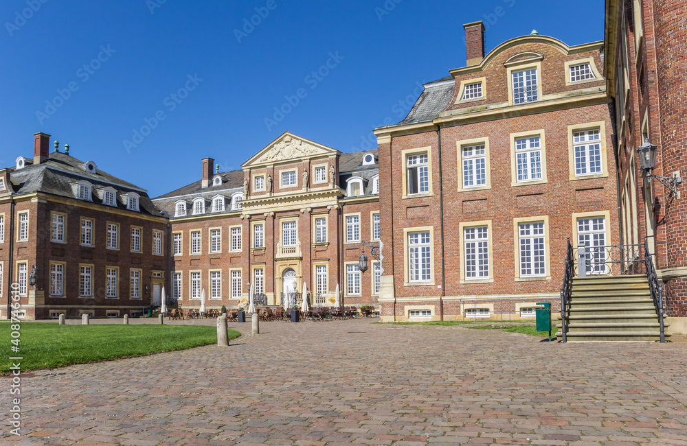 Cobblestoned street at the Nordkirchen castle in Germany