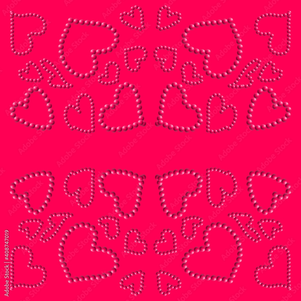 Festive background with heart outlines. Seamless pattern for greeting cards, wrapping paper, and decorative wallpaper. Pattern with hearts and confetti on a white background. Festive background with heart outlines. Seamless pattern for greeting cards, wrapping paper, and decorative wallpaper. Pattern with hearts and confetti on a white background.