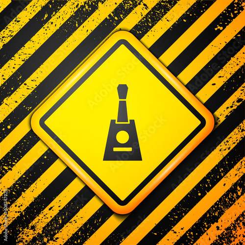 Black Musical instrument balalaika icon isolated on yellow background. Warning sign. Vector.