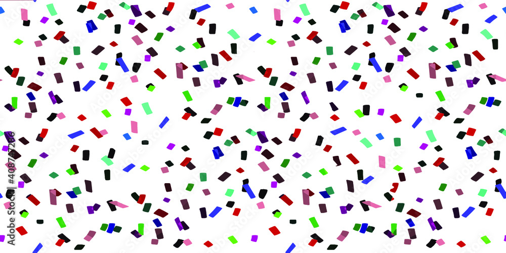 Colorful confetti on white background, seamless pattern