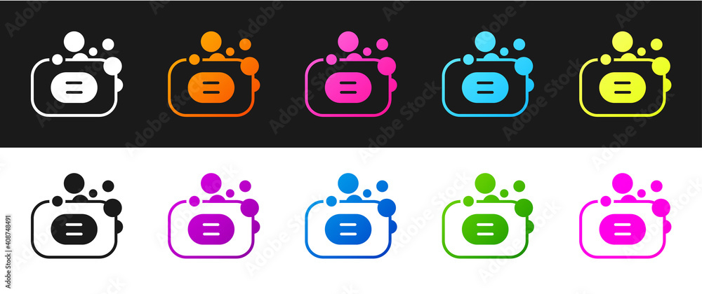 Set Bar of soap icon isolated on black and white background. Soap bar with bubbles. Vector. Set Bar of soap icon isolated on black and white background. Soap bar with bubbles. Vector.