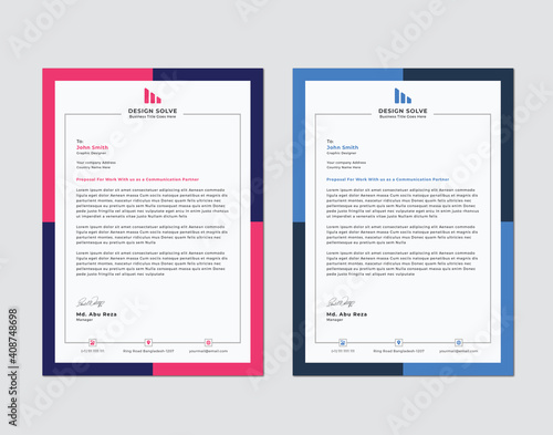 Minimalist concept business style letterhead template design. Professional & modern letterhead template design with geometric shapes. Vector graphic design.