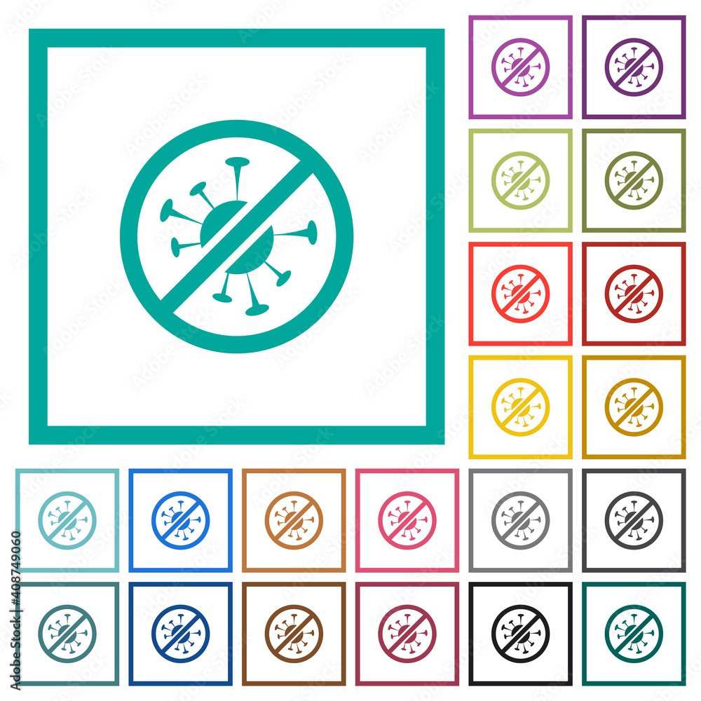 No covid flat color icons in circle shape outlines No covid flat color icons in circle shape outlines