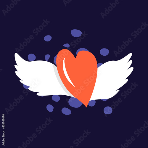 
Heart with wings. Isolated vector illustration for romantic design