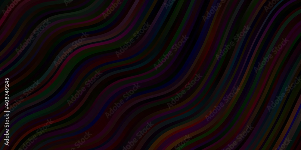 Dark Blue, Red vector background with curved lines.
